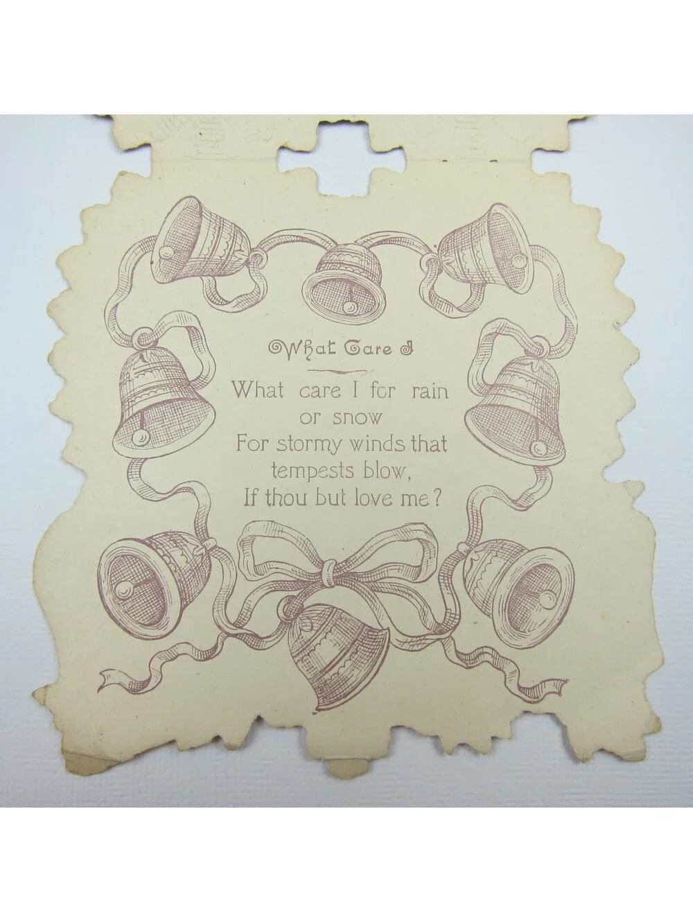 Vintage Valentine Card Gold Die cut Bifold Pink & Yellow Roses Red Hearts Bells